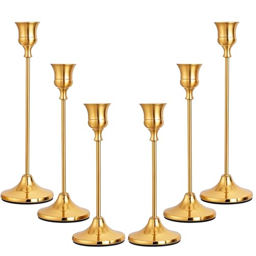Chill Recipe Candlestick Holders Gold Taper Candle Holders 3 pcs Candle Sticks Holders for Home Decor Table Centerpiece Wedding Housewarming Festival - color: Gold, size: 2 Sets-6Pcs