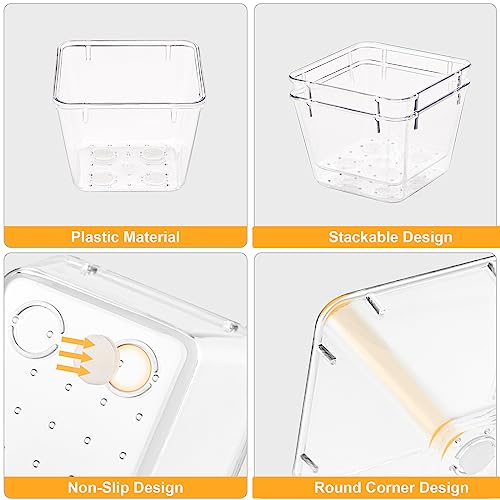 SMARTAKE 22-Piece Drawer Organizer with Non-Slip Silicone Pads, 5-Size Clear Desk Drawer Organizer Trays Storage Tray for Makeup, Jewelries, Utensils in Bedroom Dresser, Office and Kitchen, Clear - size: 22 PCS