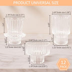 12 Pcs Glass Candlestick Holders Taper Candle Holders for Table Centerpieces, Wedding Decor and Dinner Party, Clear