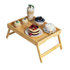 Youpehom Bed Tray Table with Folding Legs,Bamboo Breakfast in Bed for Kitchen Serving Tray,Sofa,Eating,Used As Laptop Desk Snack Tray (Bamboo, Large) - color: Bamboo, size: Large