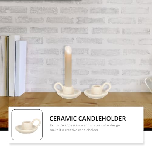 IMIKEYA Set of 2 Ceramic Candle Stands Nordic Design for Home Decor Wedding Banquet
