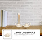 IMIKEYA Set of 2 Ceramic Candle Stands Nordic Design for Home Decor Wedding Banquet