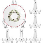 LonlyEagle 6 Pack 8 Inch Clear Plastic Easels or Stand/Plate Holders to Display Pictures or Other Items at Weddings, Plate Stands for Home Decoration, Birthdays, Tables - size: 8 inch