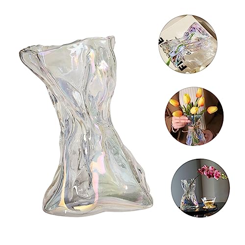 Alipis Glass Floral Vase Abstract Art Large Size Home Decor Centerpiece for Table