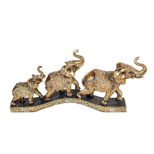 Elegant Golden Elephant Home Sculpture for Shelf, Desk, Mantel - Symbol of Love, Perfect Wedding