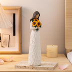 Sunflower Gifts for Women, Gifts for Mom, Sisters, Friends Who Love Sunflower, Hand Painted Woman Holding Flower Figurine - style: Sunflower