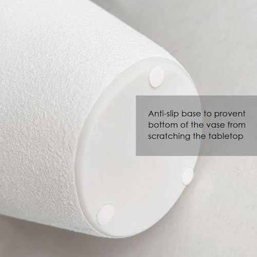 White Ceramic Pottery Barn Vase with Handles - 10" Large Decorative Terracotta Vase for Pampas Grass, Rustic Farmhouse Boho Vases for Home Decor, Living Room, Mantel, Table, Shelf - style: Sandstone White Pottery