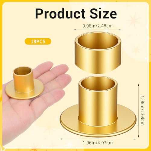 18 Pcs Gold Taper Candle Holders, Metal Candlestick Holders for Pillar Candles, Wedding Anniversary Dinner Party Centerpieces Decor