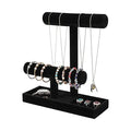 ByKen Necklace Holder,Bracelet Holder,Jewelry Organizer Stand with Earrings Rings Tray,Jewelry Holder for Scrunchie Watches (Black Velvet)