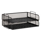 Mind Reader Stackable Paper Tray, Desktop Organizer, File Storage, Office, Metal Mesh, 2 Pcs., Black - color: Black