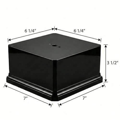 Premium Black Gloss Display Base – Weighted Square Pedestal for Trophies, Sculptures, 3D Prints, & Crafts – Heavy-Duty Riser Stand (7x7x3.5 inch) - size: 7x7x3.5 inch
