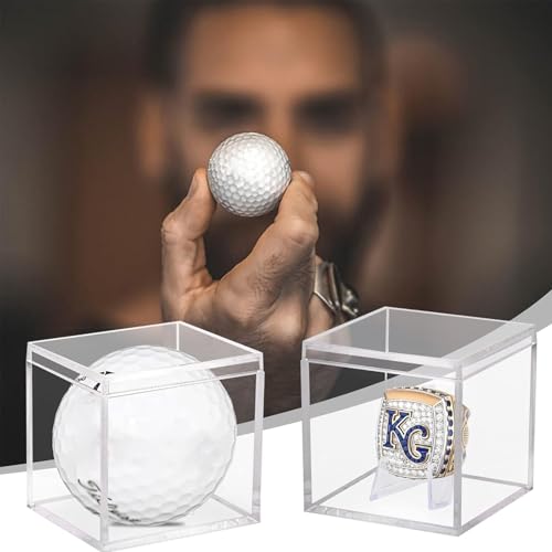 Championship Ring Display Case 3pcs Clear Acrylic Plastic Baseball Display Case Small Showcase with Mini Card Stand Holder Square Storage Box for Jewelry Sport Ring Candy Box - style: Ring