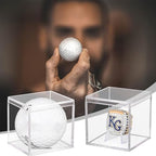 Championship Ring Display Case 3pcs Clear Acrylic Plastic Baseball Display Case Small Showcase with Mini Card Stand Holder Square Storage Box for Jewelry Sport Ring Candy Box - style: Ring