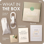 Modern Decorative Books Set of 2 Premium Linen Hardcover Faux Book Box with Reliable Magnetic Closure & Paulownia Wooden Chain
