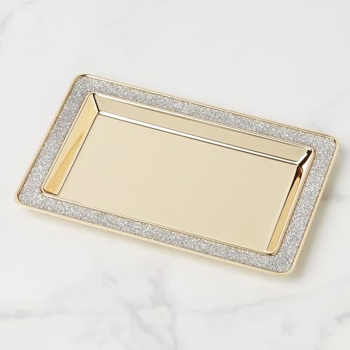 Kate Spade New York 897454 Sitting Pretty Silver Glitter Catch All Tray - style: Metal Tray