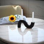 Ceramic Candle Holder, Modern Taper Candlestick Holder for Dining Table, Living Room Coffee Table, Candelabra for 2 Taper Candles-Black - color: Black