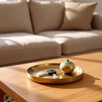 Gold Round Tray,Decorative Antique Bowl,Stainless Steel Fruit Bowl for Entryway Table Kitchen Counter,Jewelry Dish Candle Plate for Home,Dining Table,Shoe rack Decor (Gold, 9.06) - size: 9.06