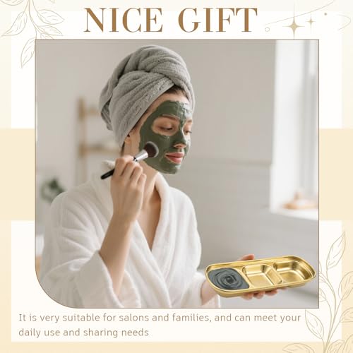 Teenyyou 4 Pcs DIY Esthetician Bowls Face Mask Tray Esthetician Supplies Stainless Steel Gold Compartment Serving Tray Women Skincare Products for Spa Salon Aesthetician Beauty, Nail Art (Medium) - color: Gold, size: Medium