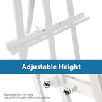 A - Frame Wooden Display Easel - Adjustable Lyre Beechwood Studio Easel Stand Holding Canvas Up to 90", Inclinable Artist Floor Painting Easel for Artwork Painting, White - color: White