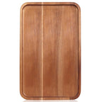 Large Wooden Serving Trays Long Party Charcuterie Boards Acacia Wood Platters Serving Cheese Board Rectangular Appetizer Snack Plates Rectangle Kitchen Dinner Platter for Food Dish Cake Dessert Tray - size: 16" x 10" x 0.8"