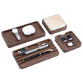 4 Piece Wooden Desk Organizer Tray With Pen Holder, Walnut Wood Pencil Holder, Minimalist Desk Accessories, Mens Valet Tray Office Supplies, Stationery Pen Key Wallet Catchall Trays - style: valet tray