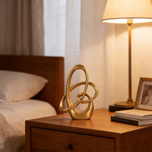 Gold Knot Decor -7.1" Resin Gold Knot Statue, Gold Statues Home Decor, Abstract Sculptures Home Decor, Knot Decor for Coffee Table, Luxury Mantel Shelf Decor, Wedding Sculpture - color: Gold, size: 7.1in