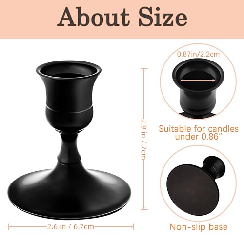 Vintage Black Taper Candle Holders, Set of 2, Metal Taper Candlestick Holder for Dinner Room Table Centerpiece, Wedding Reception, Festive,Mantel Decoration, Home Decor (Black, Set of 2) - color: Black, size: Set of 2