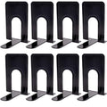 KINJOEK 4 Pairs/8 PCS Heavy Duty Bookends, 8.3x6.5x5.1 Inch Anti Slip Metal Book Ends for Books, Magazines, DVDs, Home, Office, School, Library, Black - size: 4Pairs Black