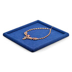 Oirlv Top Microfiber Jewelry Tray Square Nightstand Organizer Rings Earrings Necklace Trinket Storage Tray Showcase Jewelry Display (Blue) - color: Blue