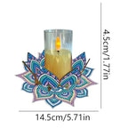 DIY Diamond Art Painting Candlestick Holders 5.71in Mandala Flower Shape Desk Candle Tray Tabletop Ornaments for Wedding Ramadan Party Home Table Centerpiece-Mandala05 - color: Mandala05