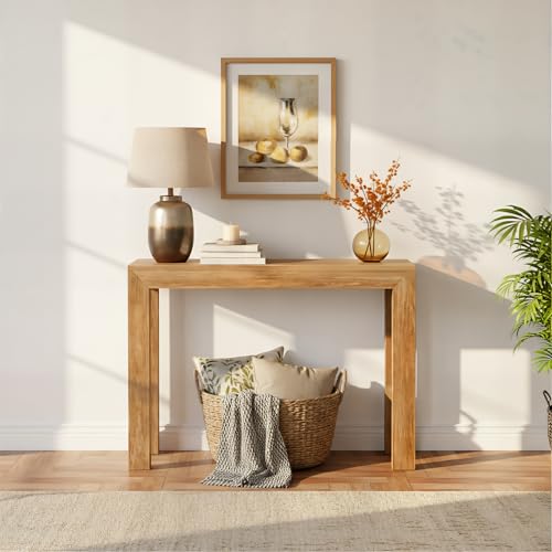 Plank+Beam Modern Solid Wood Console Table, 46 Inch, Sofa Table, Narrow Entryway Table for Hallway, Behind The Couch, Living Room, Foyer, Easy Assembly, Pecan - color: Pecan, size: 46 Inch
