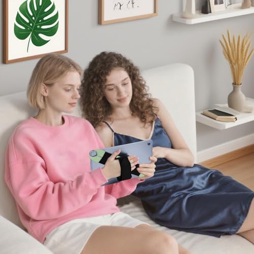 FINTIE Universal Tablet Hand Strap Holder for 9-11 Inch Tablets eReaders, 360 Degrees Swivel PU Leather Secure Portable Adjustable Handle Grip for iPad, Galaxy Tab and 9-11" Tablets (Sage Green) - color: Sage Green