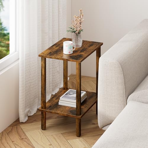 TUTOTAK End Table, Side Table, Nightstand, 2-Tier Storage Shelf, Sofa Side Table for Small Space, Living Room, Bed Room, Brown TB01BB034C - color: Brown