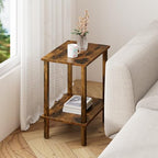 TUTOTAK End Table, Side Table, Nightstand, 2-Tier Storage Shelf, Sofa Side Table for Small Space, Living Room, Bed Room, Brown TB01BB034C - color: Brown