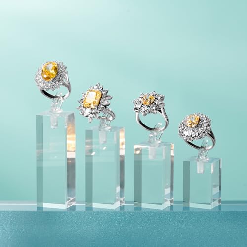 Acrylic Jewelry Ring Display Stand 4 Piece Acrylic Jewelry Ring Display Stand Showcase(Transparent) - color: Transparent