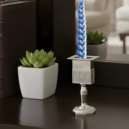 Nickel Havdalah Candle Holder 5.6 Inches Octagon Havdalah Candle Holder, Elegant Jewish Hanukkah Candleholder Stand - color: Octagon Havdalah 1