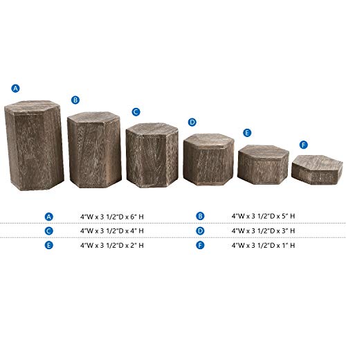 MOOCA Wooden 6 Pcs Hexagon Risers for Display Jewelry and Accessories Display Stand, Coffee - color: Coffee, 6 Pieces