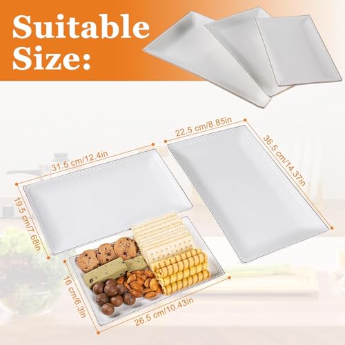 Kassel Ceramic Serving Platter Set | 14”/12”/10” Rectangular Serving Trays for Entertaining at Parties and Weddings | Oven Safe Large Serving Trays for Tacos, Steak, and Cake - size: Small Rec {14”/12”/10”}
