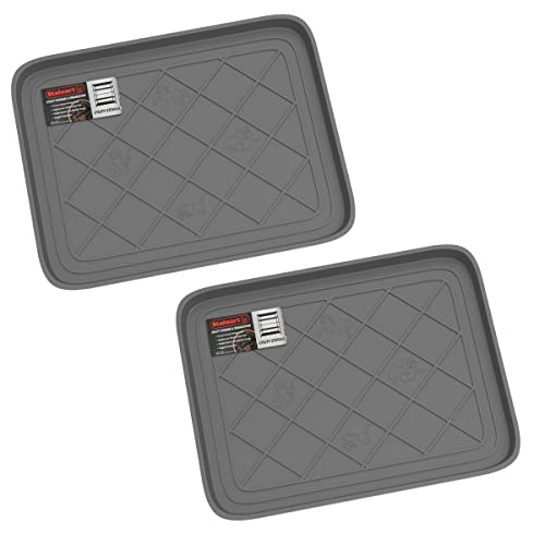 All Weather Boot Tray - Small Water Resistant Plastic Utility Shoe Mat for Indoor and Outdoor Use in All Seasons by Stalwart (Grey) - color: Gray
