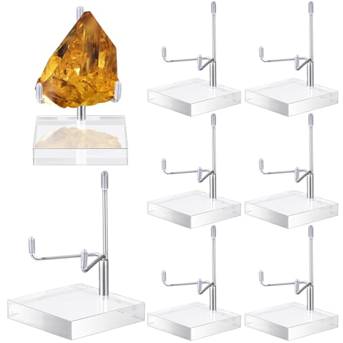 Kigley 8 Pcs Adjustable Metal Arm Display Stand Crystal Holder Easel Display with Acrylic Base Easel Rock Mineral Stand for Geodes Mineral Agate Collection(Silver,2.4 x 2.4 x 3.5 Inch) - color: Silver, size: 2.4 x 2.4 x 3.5 Inch