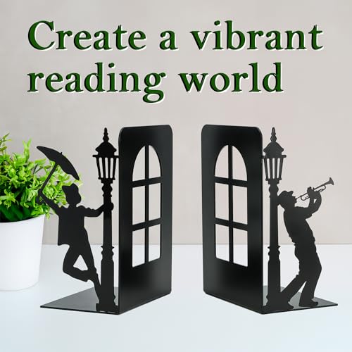 Design Book Ends for Shelves Decorative Desk or Countertop, Hidden Metal Bookends Hold Books, Bookend Holder for Mother's Day Decorations Gift, Gift for Book End Mother's Day Decor (Set of 2) - color: Colorful_black