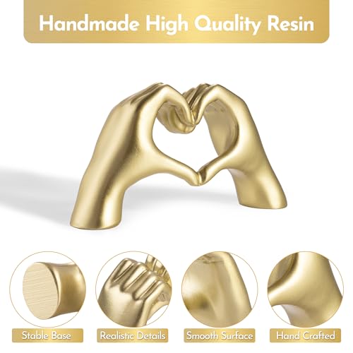 Gold Decor Living Room - Small Shelf Decor Aesthetic - Heart Hands Sculpture - Teen Girls Bedroom Knick Knacks - Cute Home Shelves Accent - Table Statue Love Decorations Gifts (Gold, Small) - color: Gold, size: Small