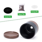D'vine Dev Set of 2 Plants Pots, 3.5 Inch Ceramic Planter Pot for Plants with Drainage Hole and Saucer, Black/Speckled Tan, 94-V-A-7 - color: Black/Speckled Tan, size: 3.5 Inch