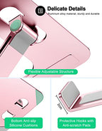 RIWUCT Foldable Laptop Stand, Height Adjustable Ergonomic Computer Stand for Desk, Aluminum Portable Laptop Riser Holder Notebook Mount Compatible with MacBook Pro Air, HP, Dell 10-16"(Rose Gold) - color: Pink