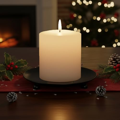 8 PCS Black Iron Candle Stick Holders for Pillar Candles, Candle Stand Tray for Table Decor, Available for Weddings, Holidays, Birthday Parties