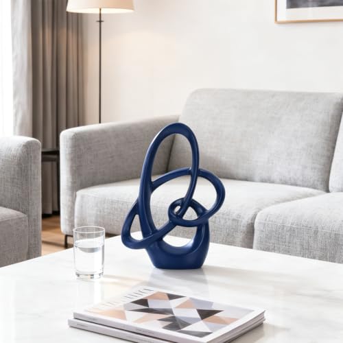 Blue Sculpture Decor – 11" Modern Resin Art Statue for Living Room, Office, or Coffee Table, Blue Home Accents and Shelf Decor, Contemporary Centerpiece Decoration for Modern Home or Apartment - color: Blue, size: 11in
