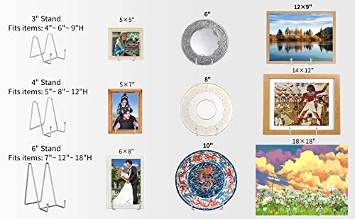 IBosins 5 Pack 6 Inch Plate Holder Display Stands, Metal Silver Frame Stand for Picture, Book, Photo Easel, Creation, Collectibles - color: Silver, size: 6 Inch