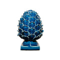 Blue Ceramic Artichoke Statue - Unique Artisanal Decorative Sculpture, Decor for Living Room, Office, Bookshelf