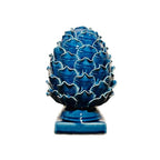 Blue Ceramic Artichoke Statue - Unique Artisanal Decorative Sculpture, Decor for Living Room, Office, Bookshelf