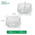 Clear Crystal Ring Holder Set of 2 Glass Jewelry Ring Dish Tray Gifts for Women on Engagement Wedding Party Mother's Day - color: clear-square